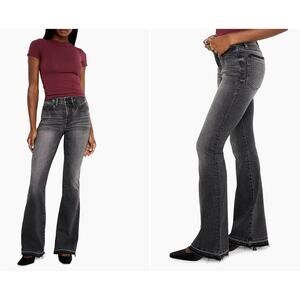 Good American Good Flare Released Hem Jeans Black Size 8 High Rise Stretch